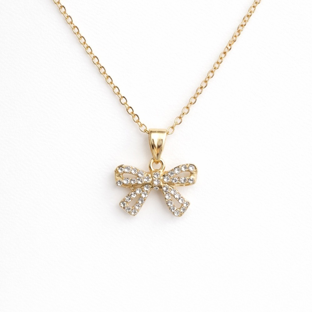 Elegant Gold Bow Pendant Necklace